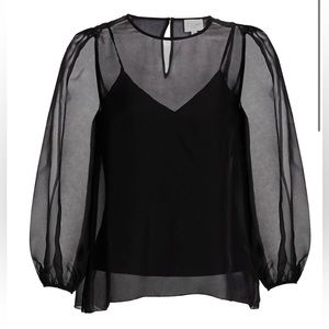 Cami NYC Penny Silk Organza Blouse in M & White